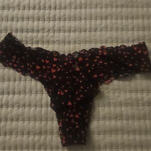 Victoria's Secret Black and Pink Heart Panties
